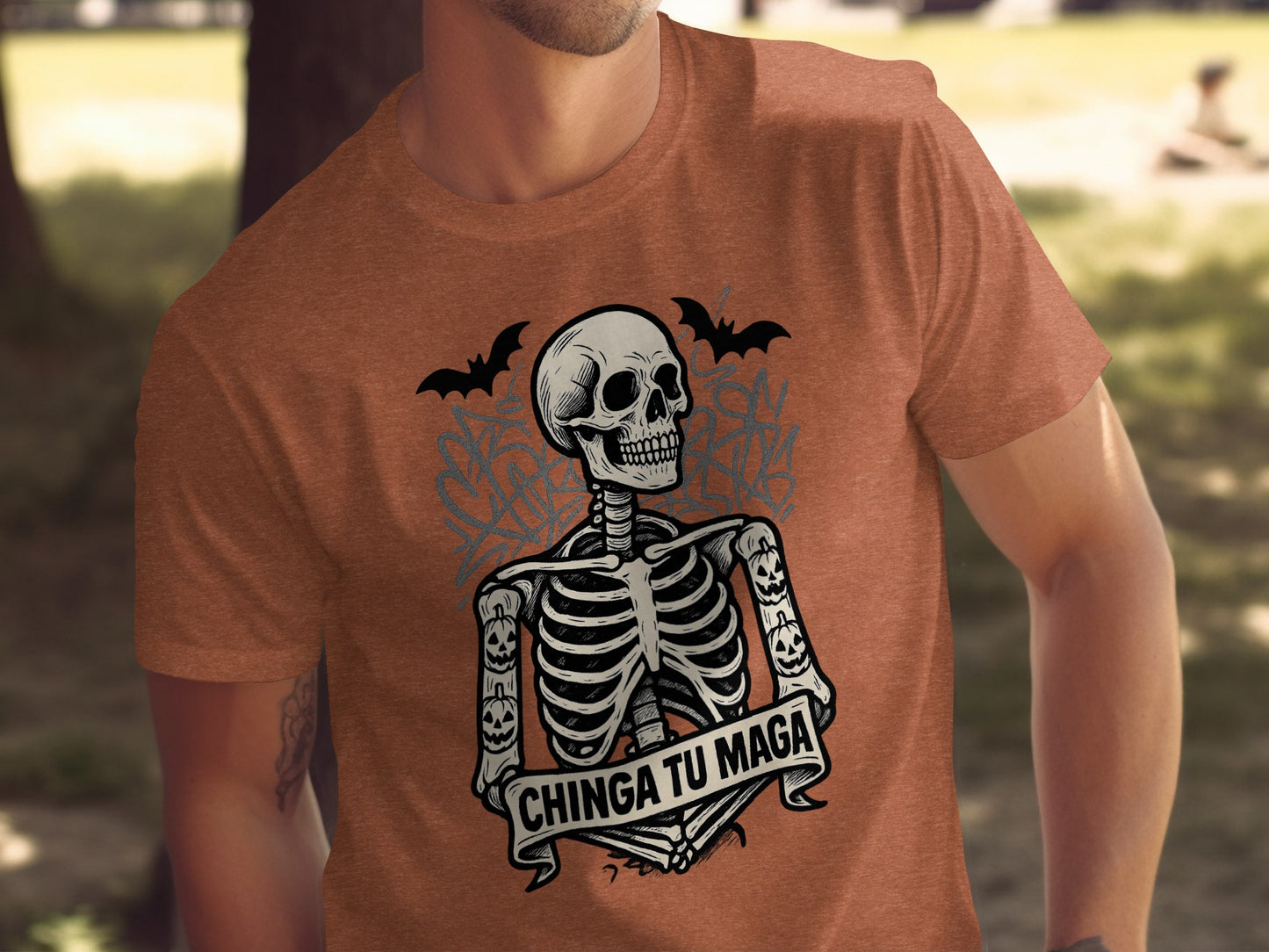 Chinga Tu Maga Skeleton Design Halloween T-shirt product type