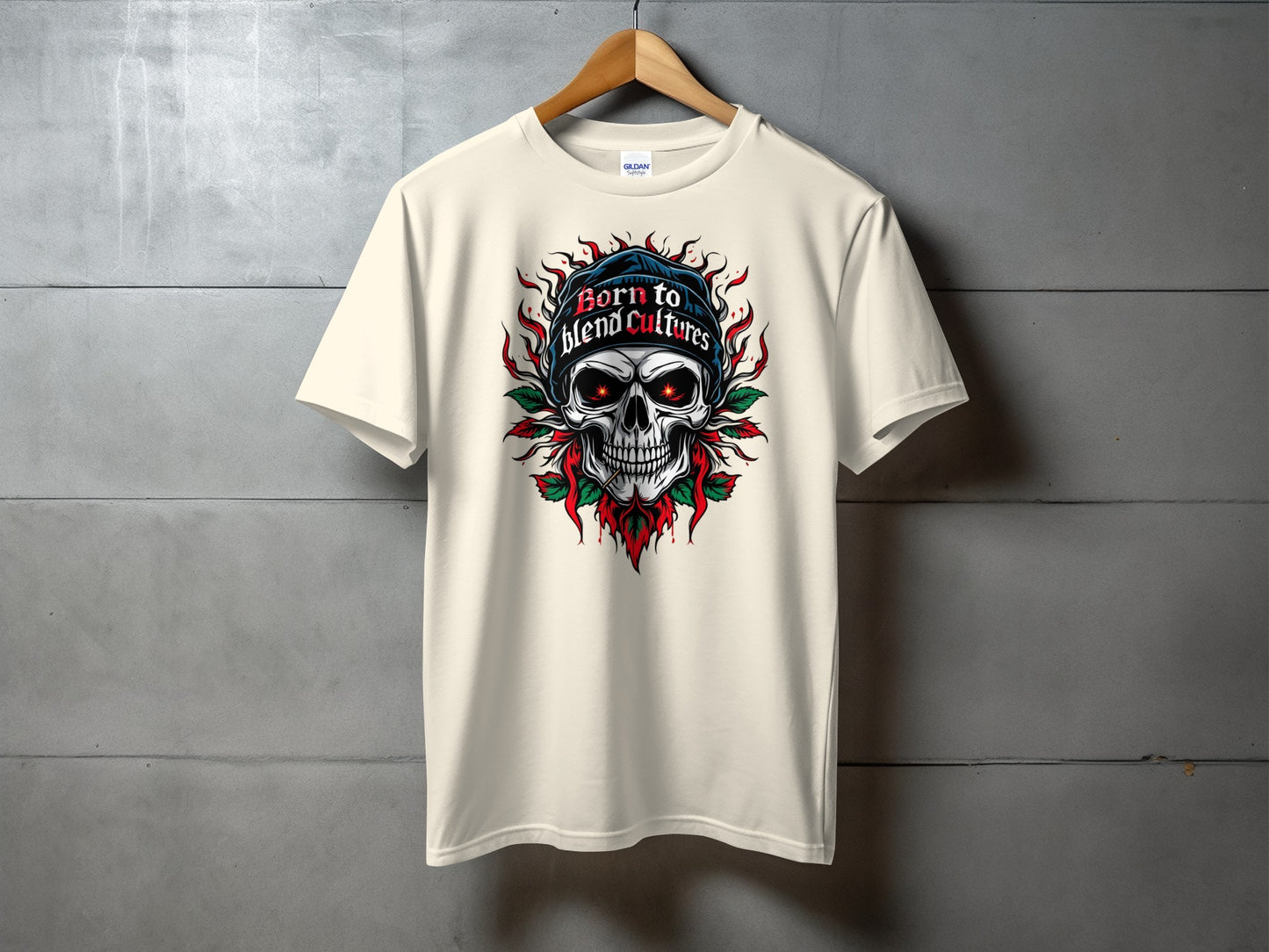 Born to Blend Cultures Skull Design T-shirt product