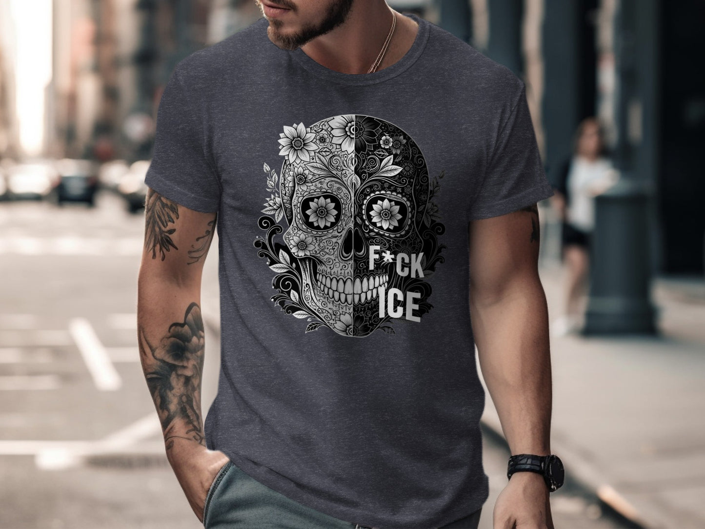 Edgy Skull Graphic Design Statement T-shirt product