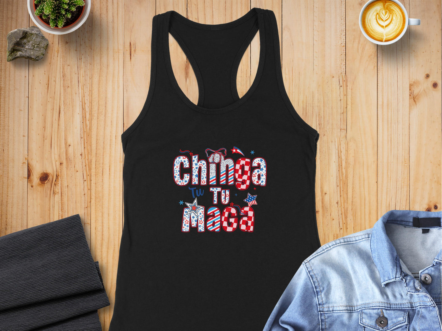 Chinga Tu Maga Black Racerback Tank Top product