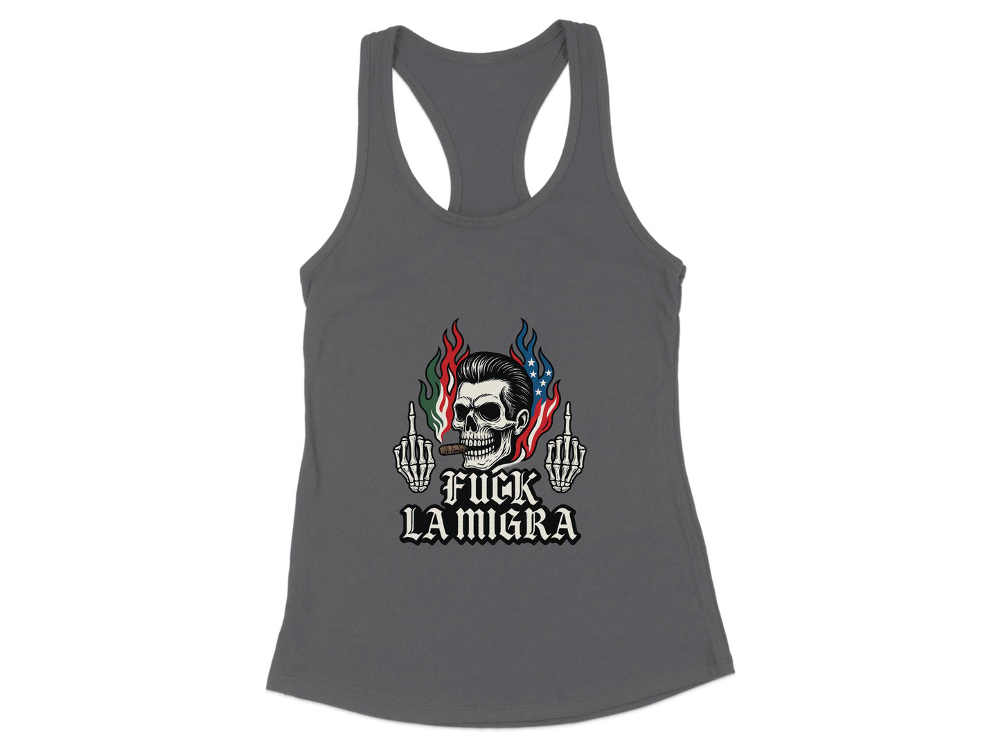 Fuck La Migra Skull Graphic Racerback Tank product