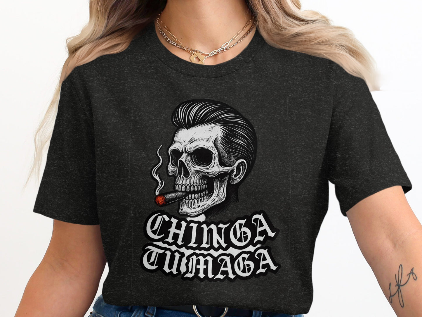 Chinga Tumaga Skull Smoking Cool Graphic T-Shirt product