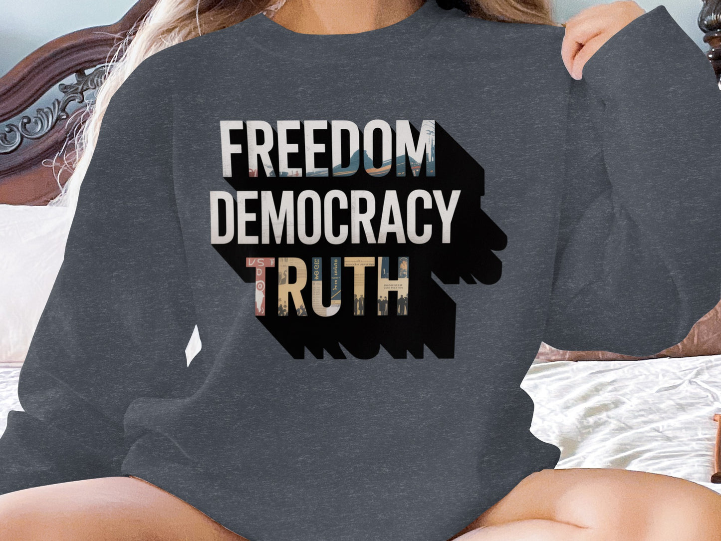 Freedom Democracy Truth Printed Sweater product