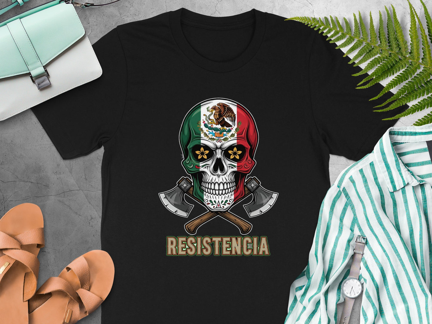 Mexican Skull Graphic Resistencia T-Shirt product type
