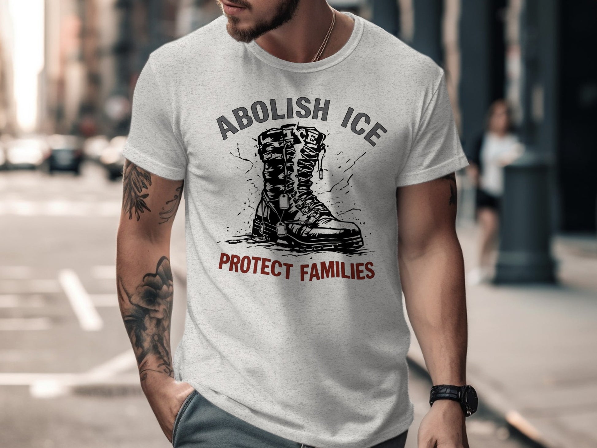 Abolish Ice Protect Families Statement Graphic Tee