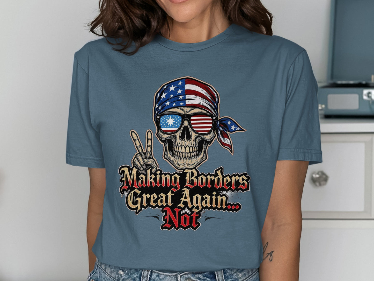Skull with American Flag Bandana and Sunglasses product type