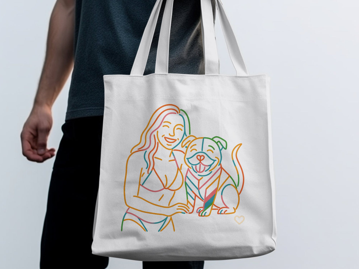 Colorful Feminine Design with Happy Dog Tote Bag product