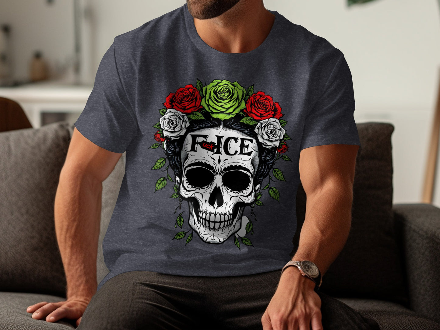 Skull and Roses Graphic T-shirt for Men product type