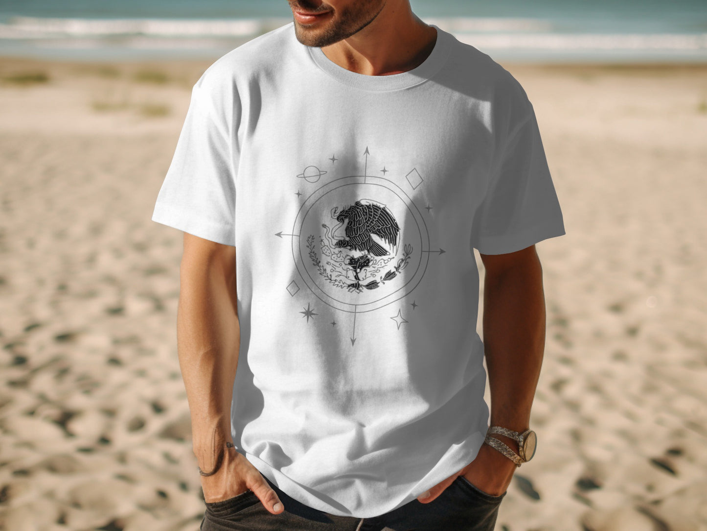 Astronaut with Bear Print White Casual Shirt product