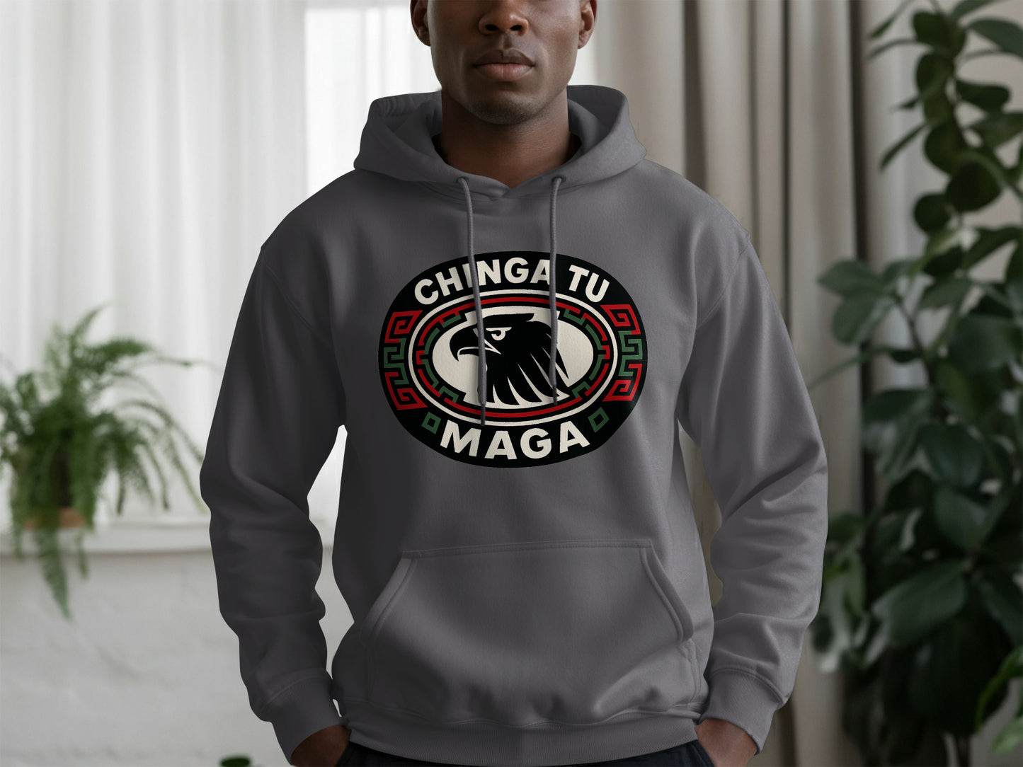 Chinga tu Maga Eagle Logo Grey Hoodie product