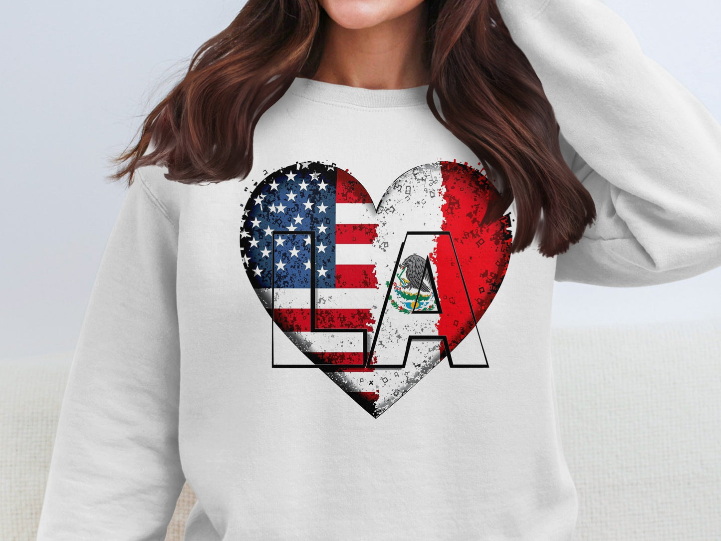 LA American And Salvadoran Flag Heart Sweatshirt Product