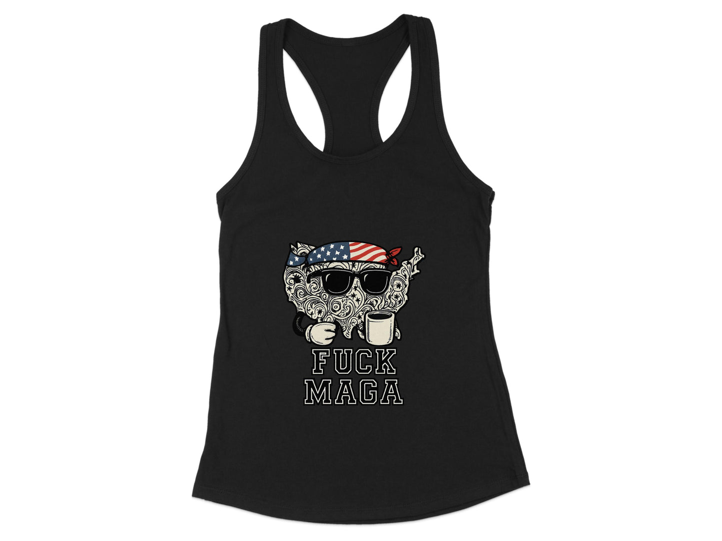 Anti MAGA Bear with Sunglasses Design Tank Top