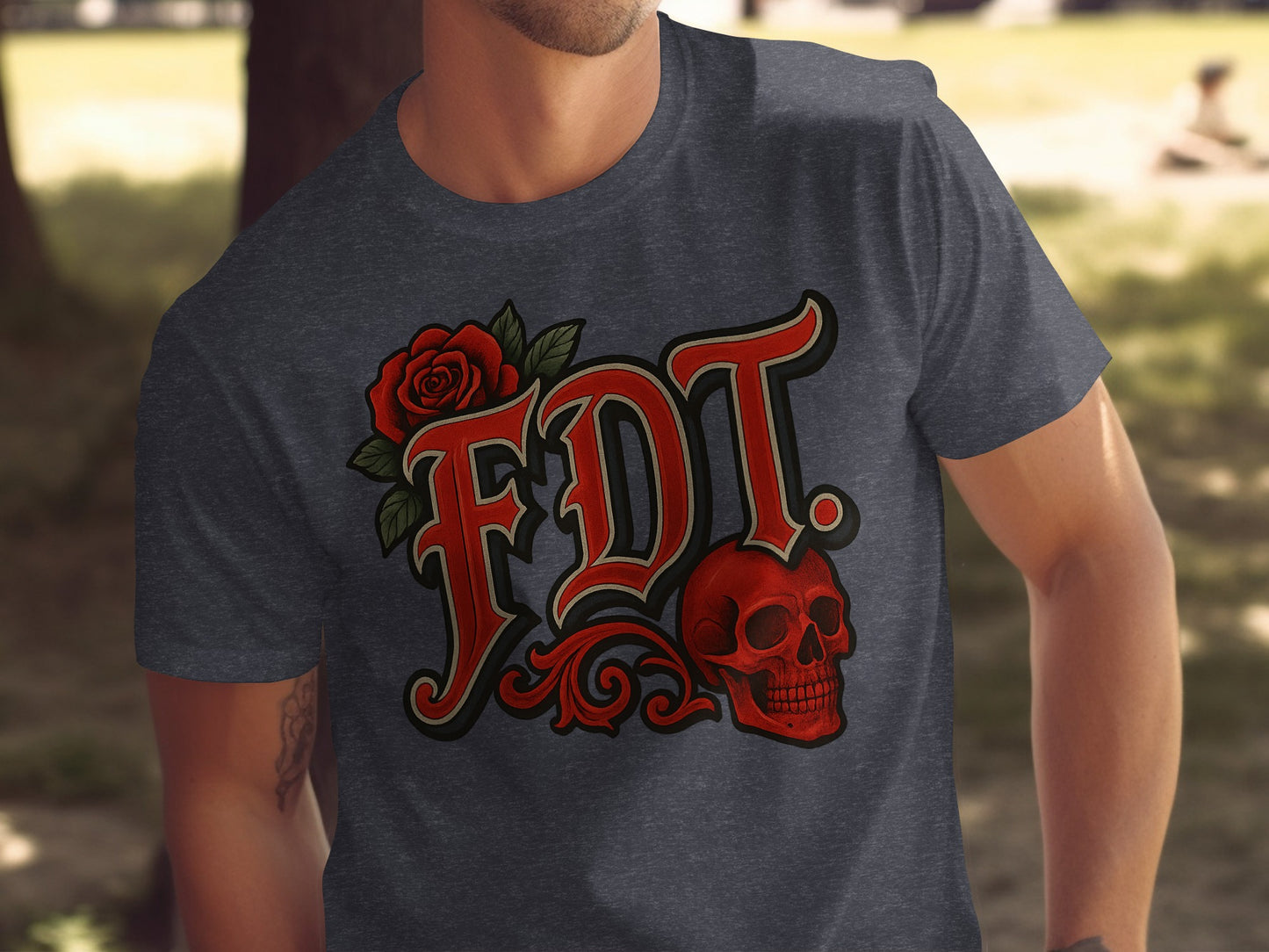 FDT Skull and Rose Printed Design T-shirt product type