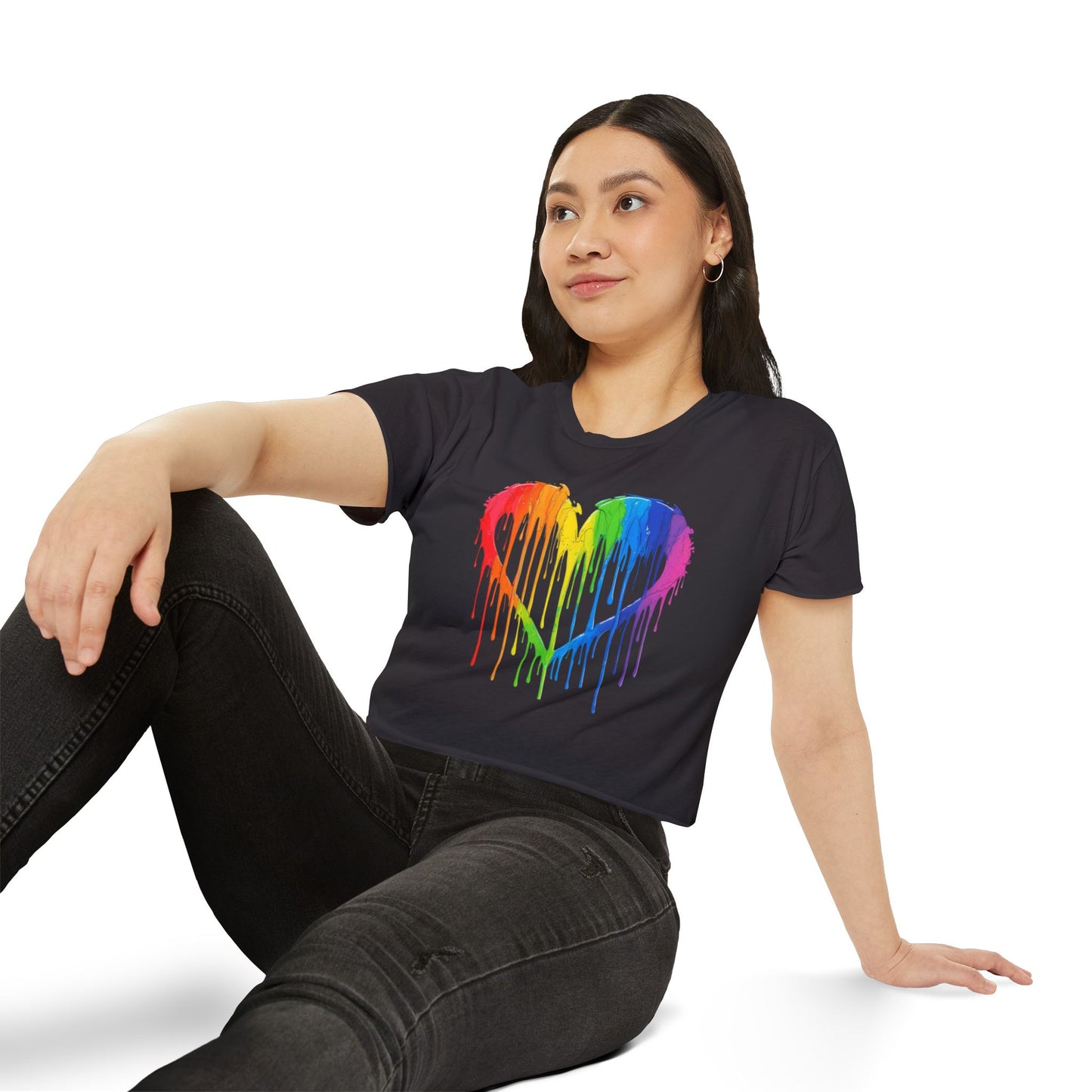 Pride corp top Rainbow Heart Women’s Festival Crop Top - Vibrant and Fun Summer Wear
