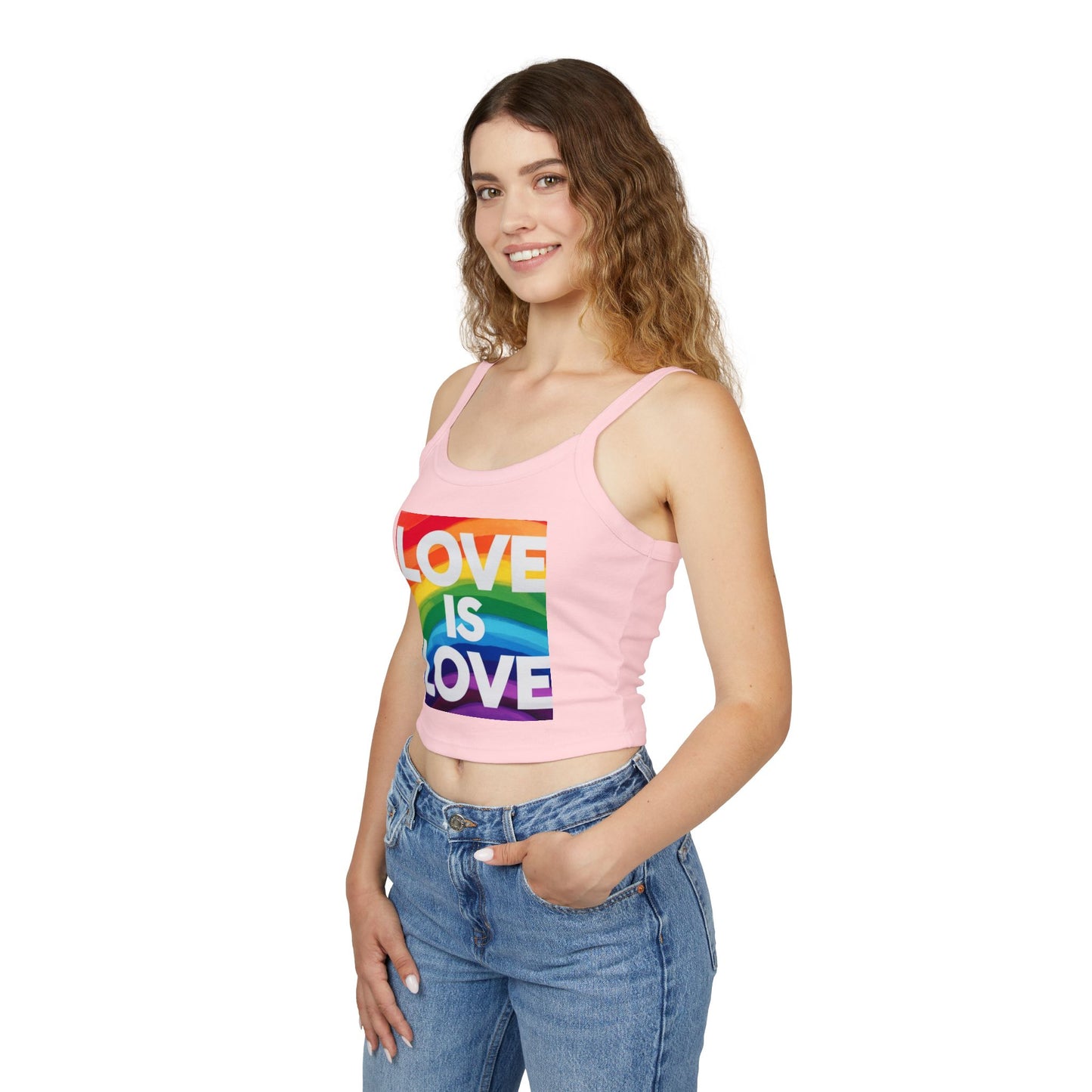 Pride tank top Rainbow Love Is Love Spaghetti Strap Tank Top