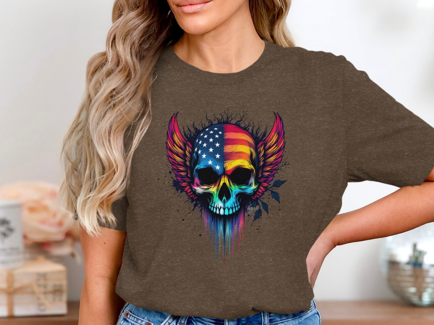 Patriotic Skull with Vibrant Colors Women's T-Shirt product
