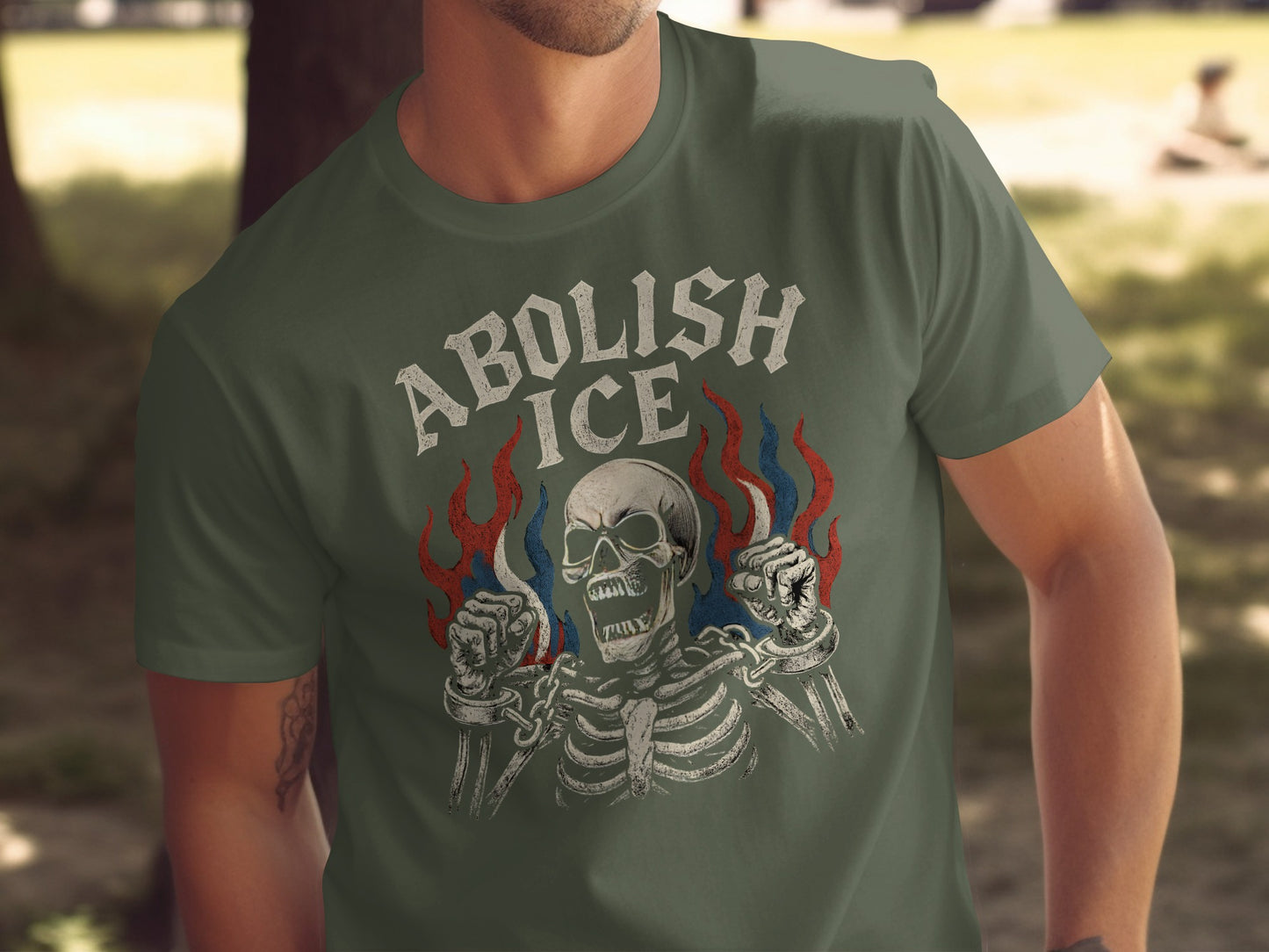 Abolish Ice Skeleton Flames Graphic T-Shirt product type