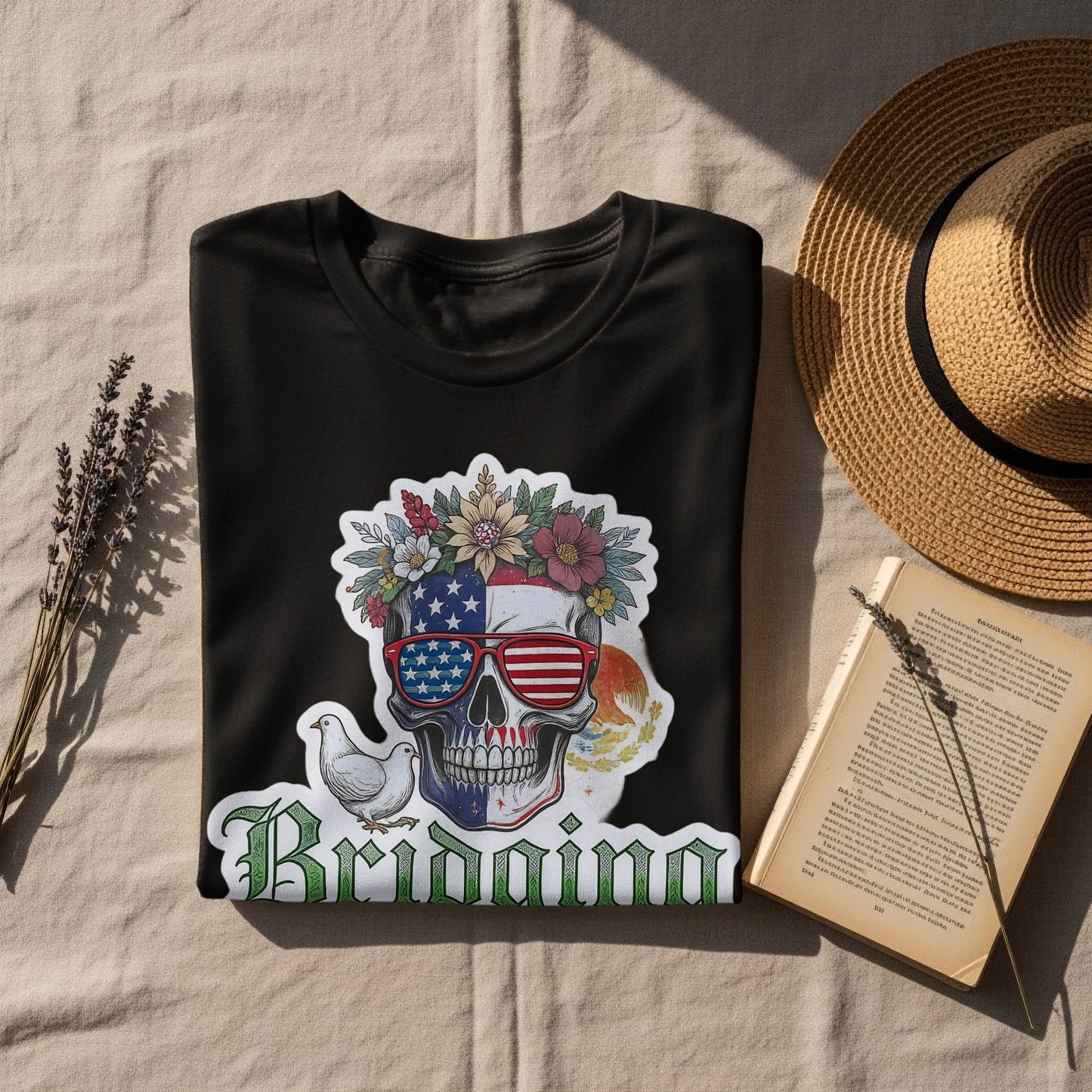 Unique Patriotic Floral Skull Bride Design T-shirt product