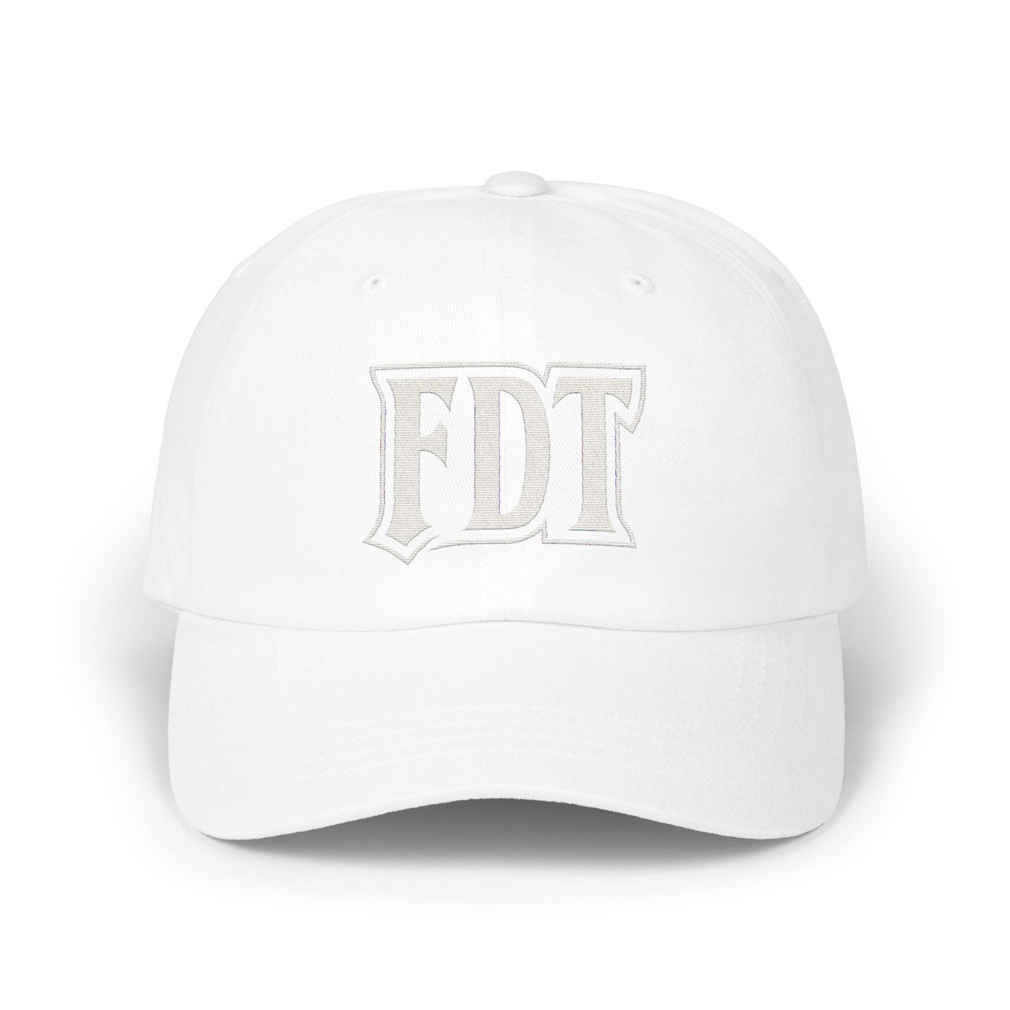 Stylish White Cap Featuring Bold FDT Logo product type