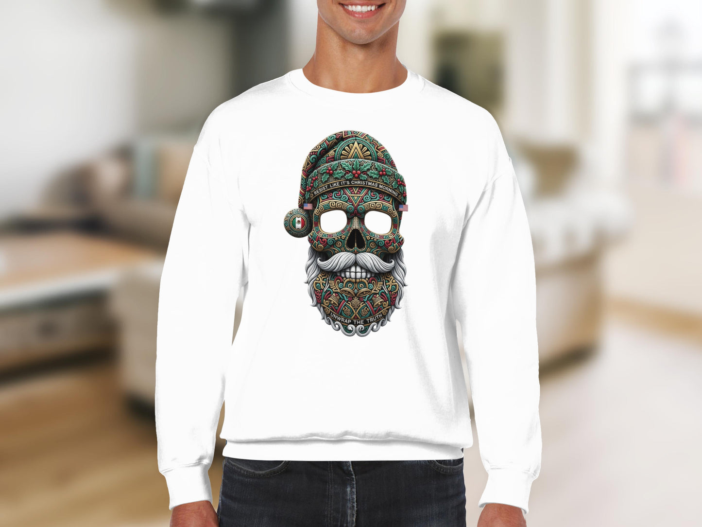 Festive Skull Art Sweatshirt Ideal for Stylish Outfits