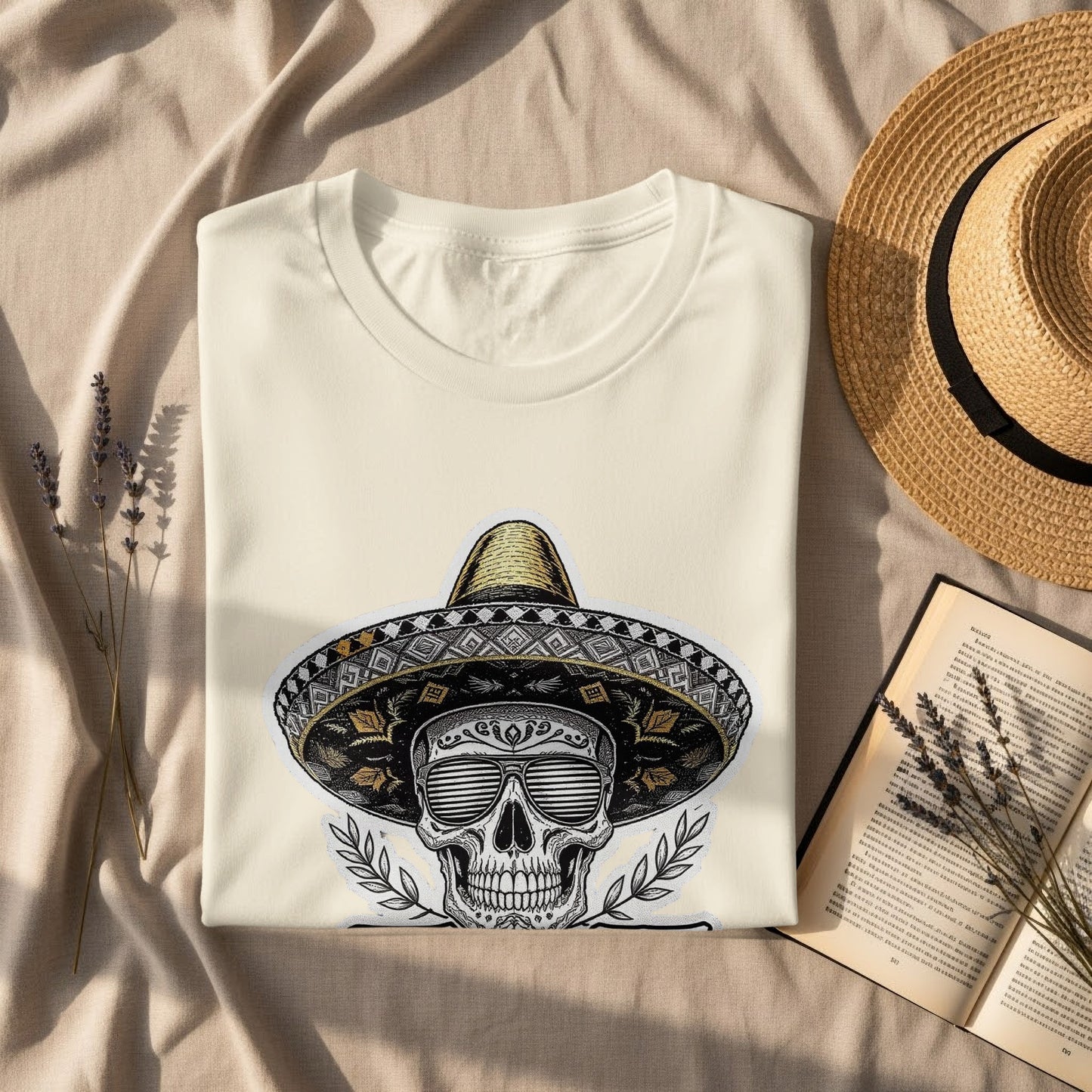 Sombrero Skull Design Graphic Tee Shirt product type
