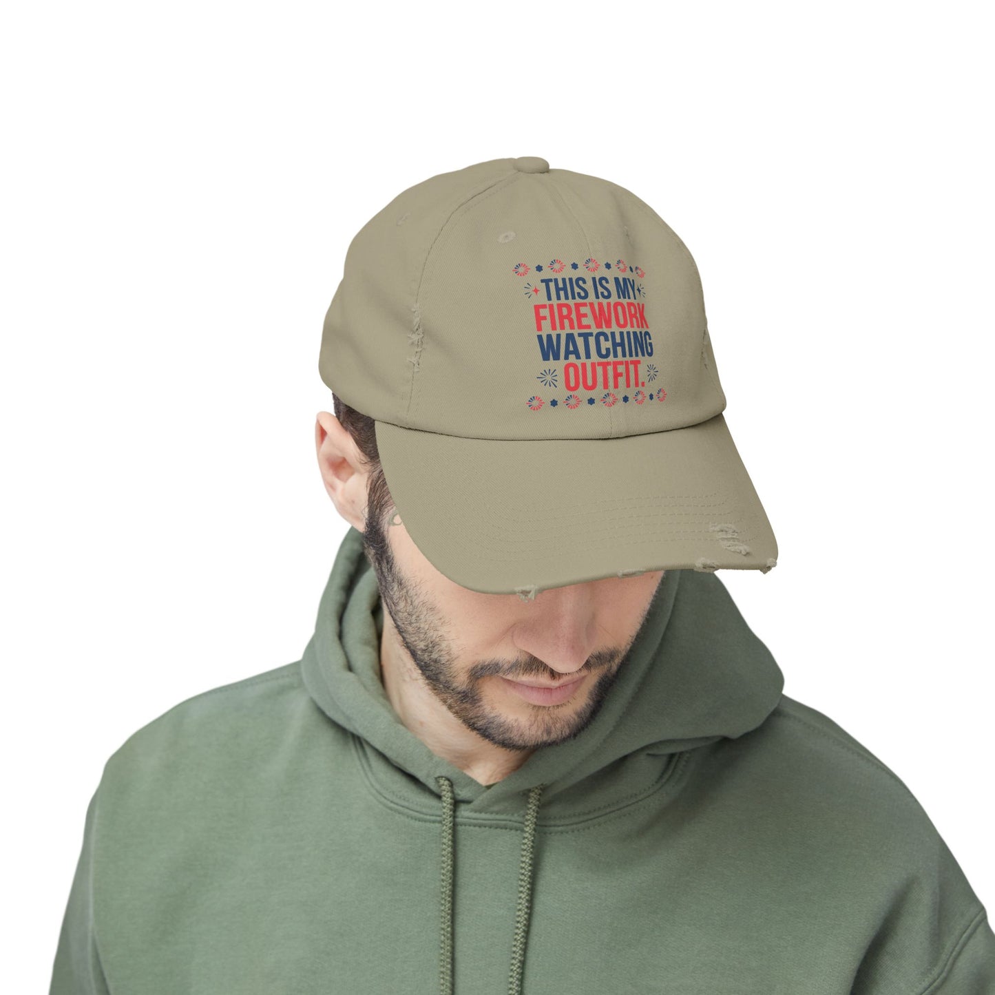 Firework Watching Cap - Unisex Distressed Hat for Celebrations
