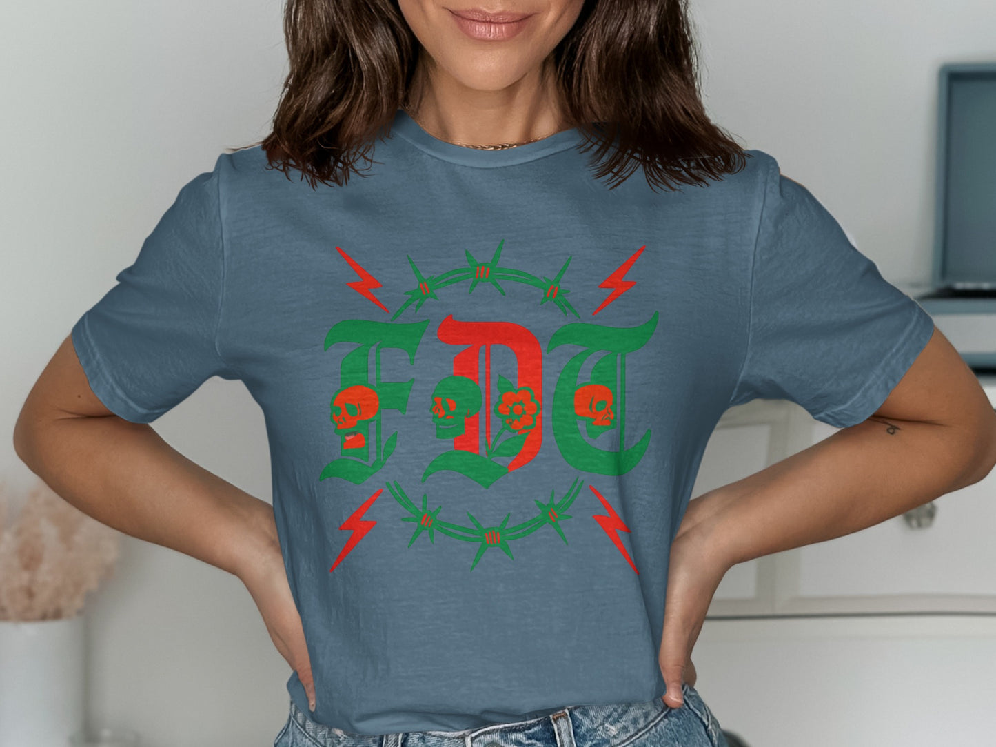 EDT Skull Lightning Design Graphic T-shirt product