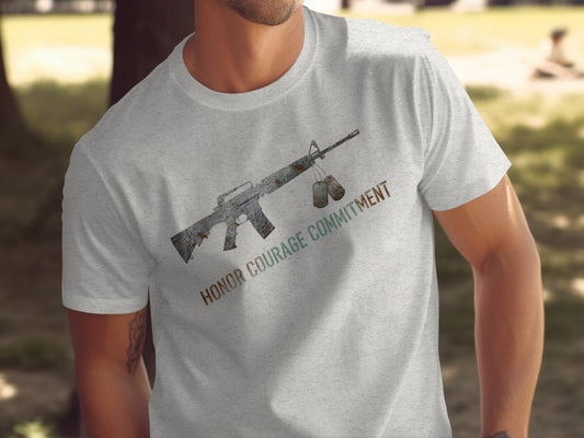 Honor Courage Commitment Graphic Military T-Shirt
