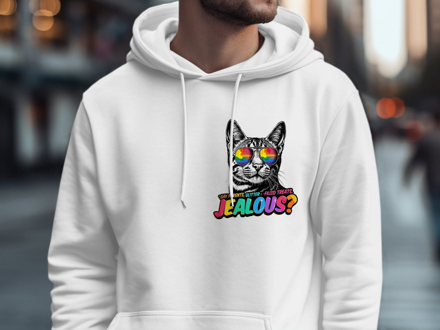 Jealous Cat Graphic Hoodie Cool Streetwear Fashion product