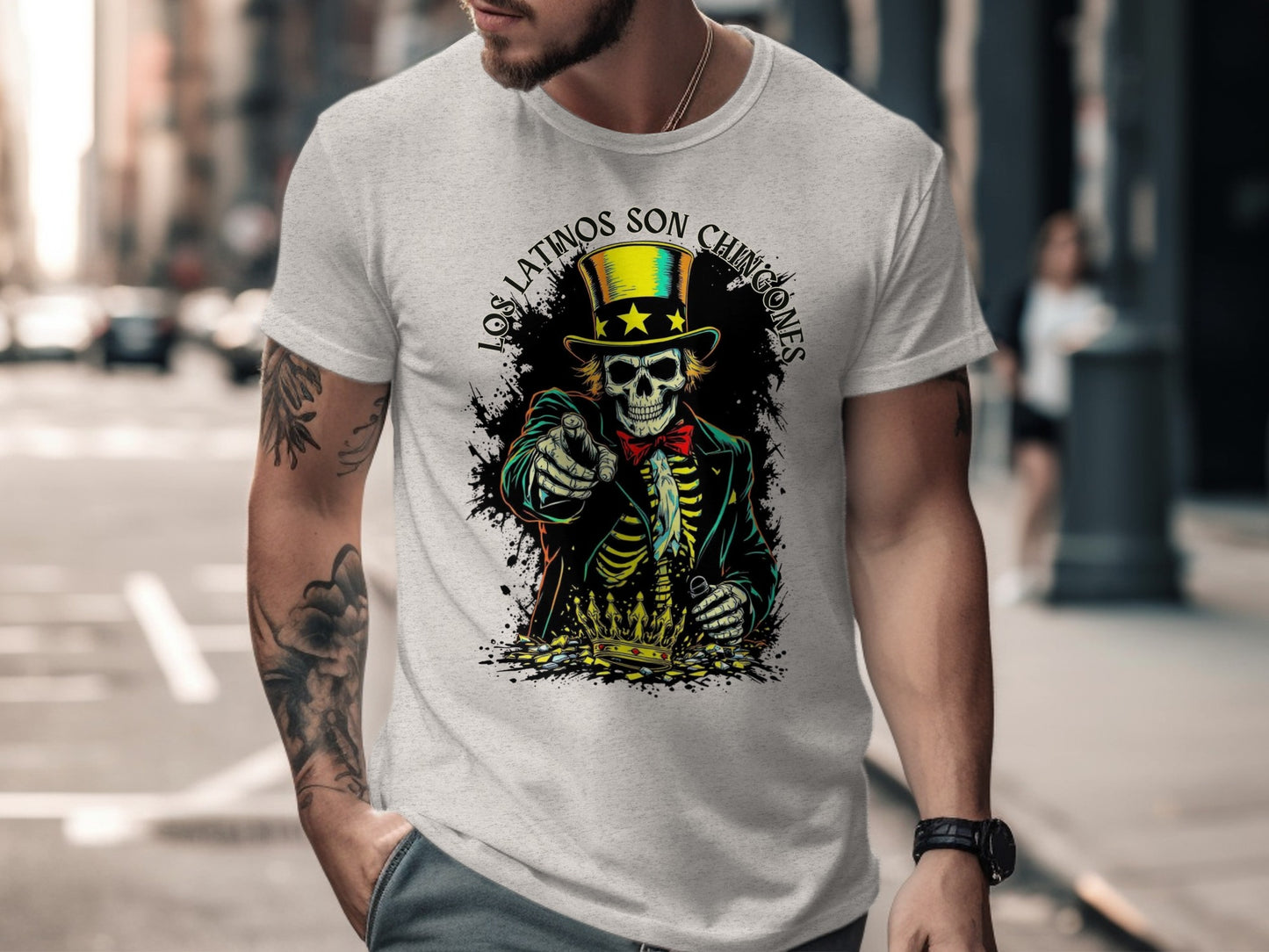 Los Latinos Son Chingones Skull Graphic T-shirt product