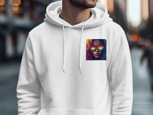 Pride Hoodie: Colorful Flag Reflected Sunglasses Design