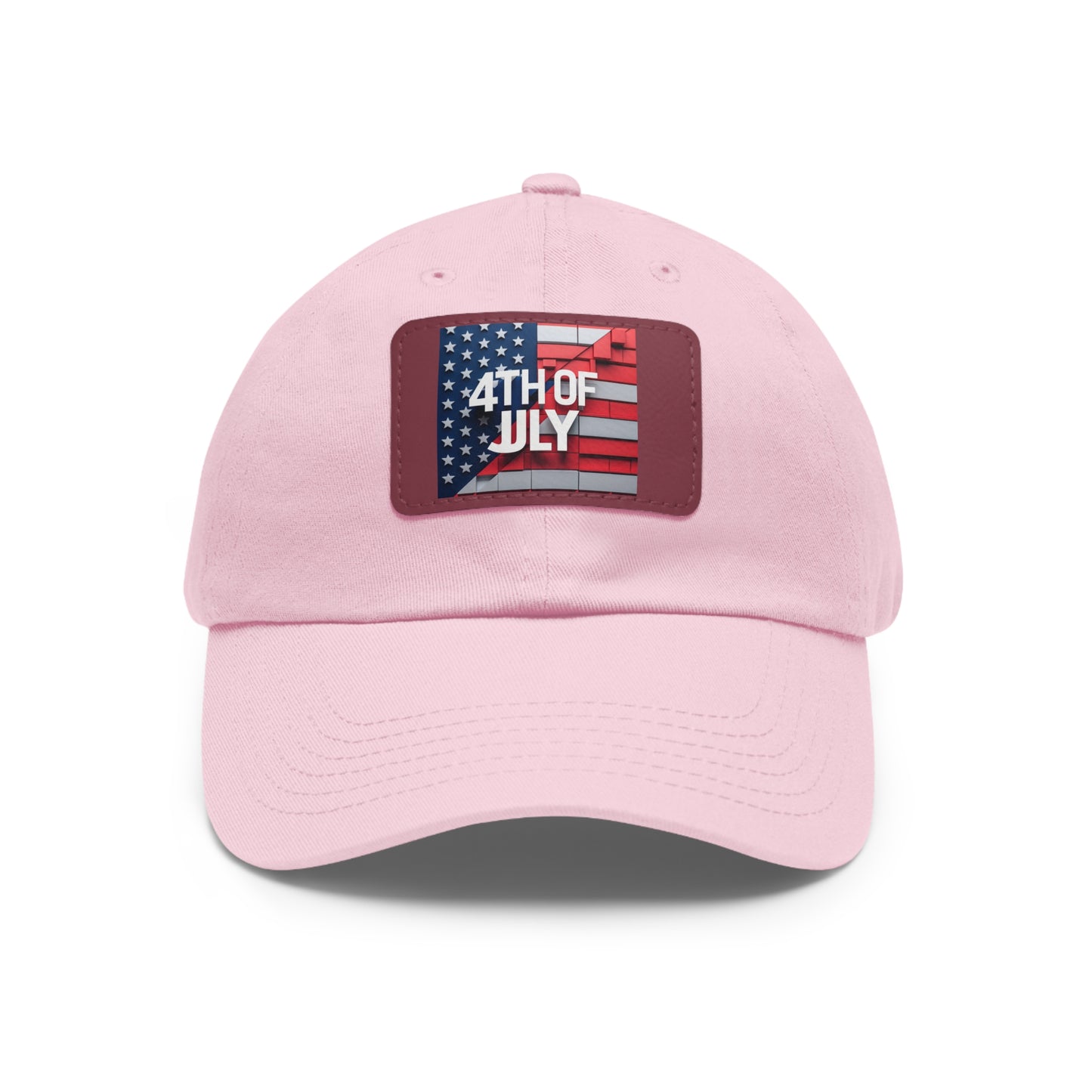 4th of July Dad Hat with Leather Patch - Patriotic Cap for Independence Day