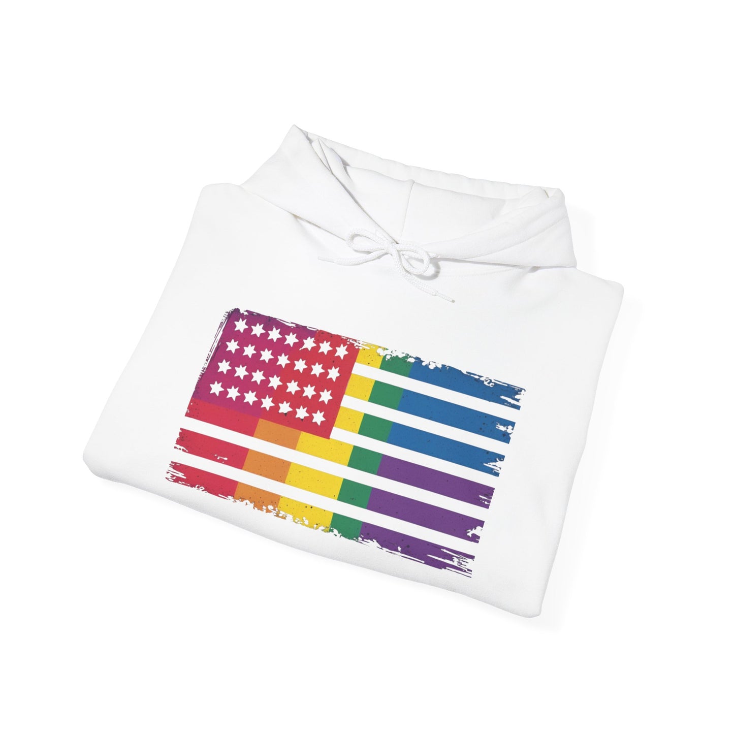 Pride American Flag Hoodie - Unisex Heavy Blend Sweatshirt