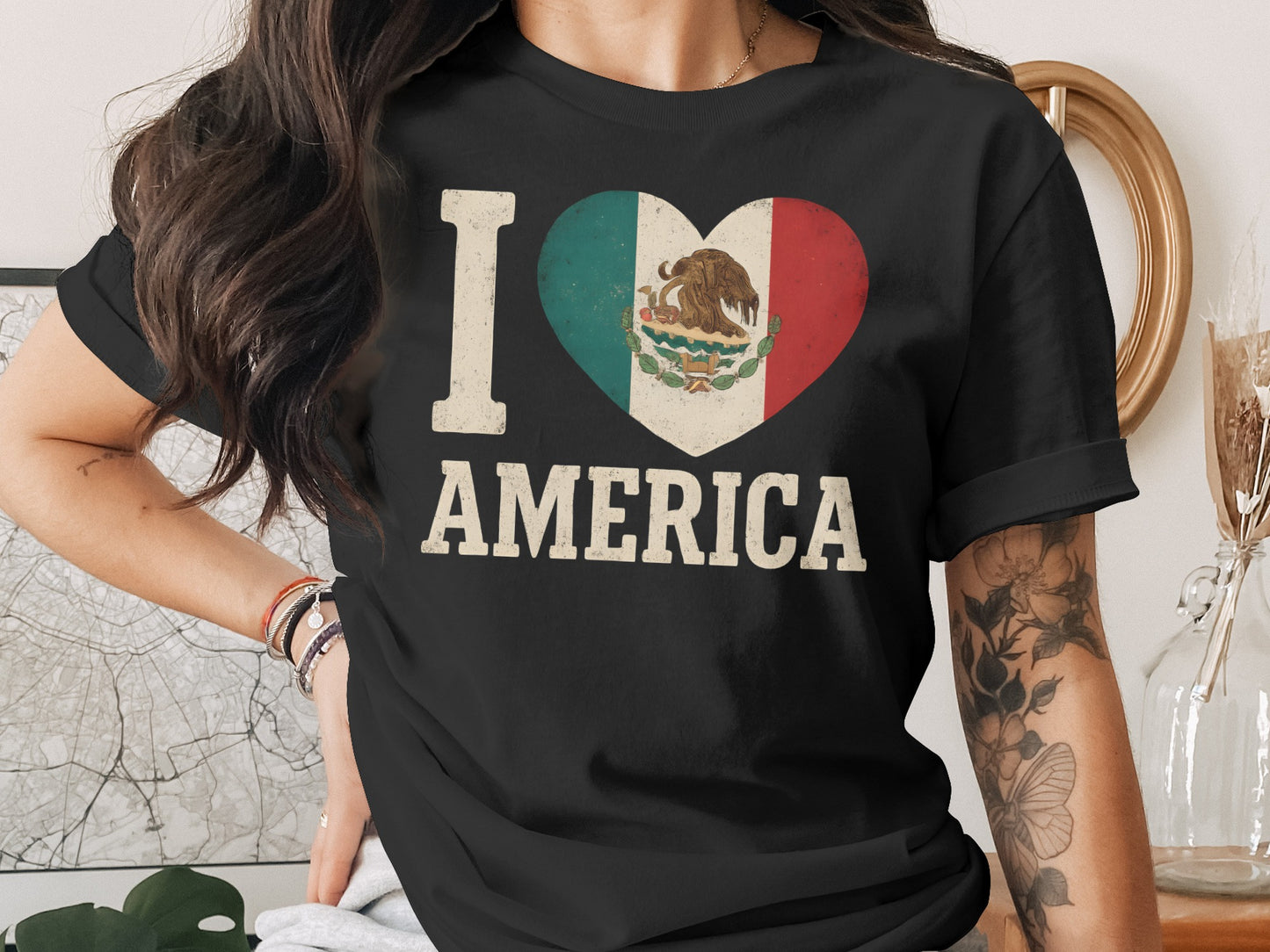 I Love America Heart Flag Graphic Patriotic Shirt product type