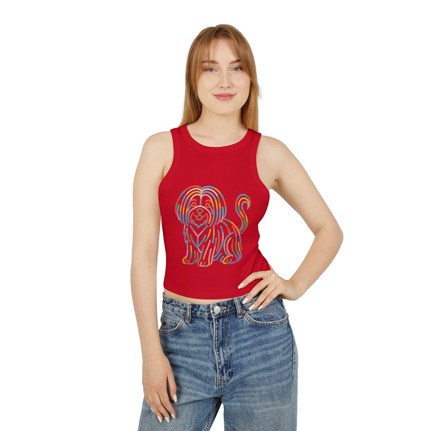 Pride tank top Colorful Dog Print Women's Micro Rib Racer Tank Top