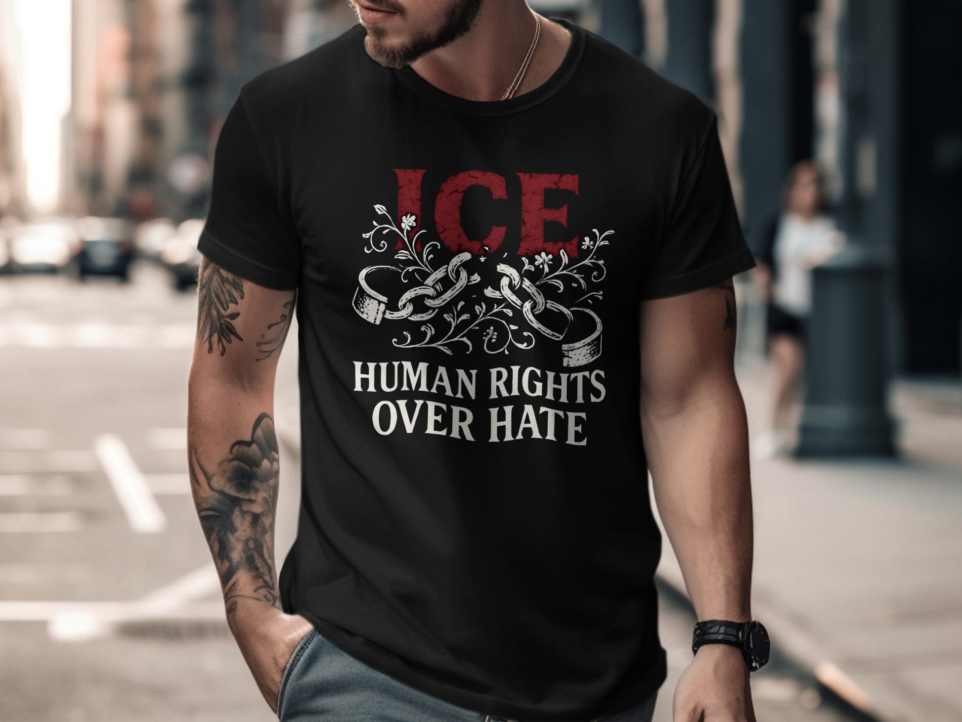 ICE Human Rights Over Hate T-shirt product type