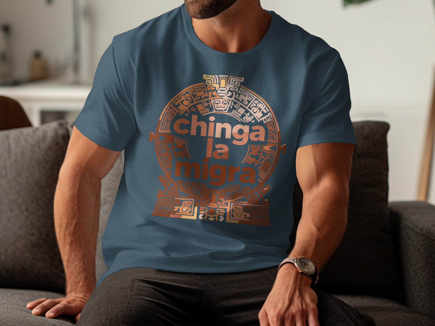 Chinga La Migra Aztec Calendar Design T-shirt product