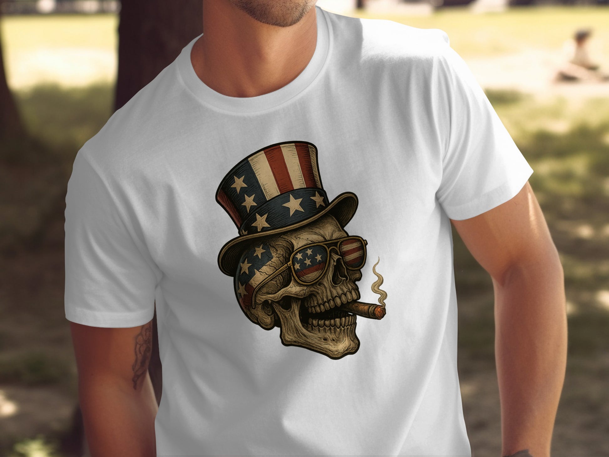Patriotic Skull with Top Hat Graphic Tee product type