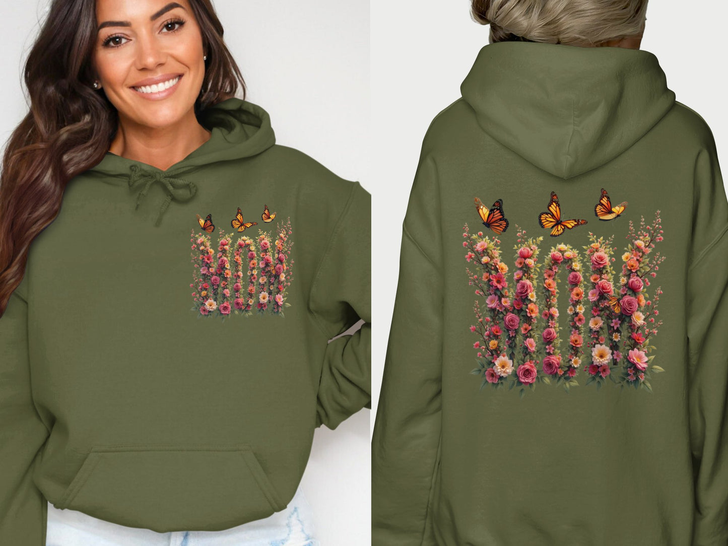 Floral Butterfly Design Hooded Sweatshirt Product Type