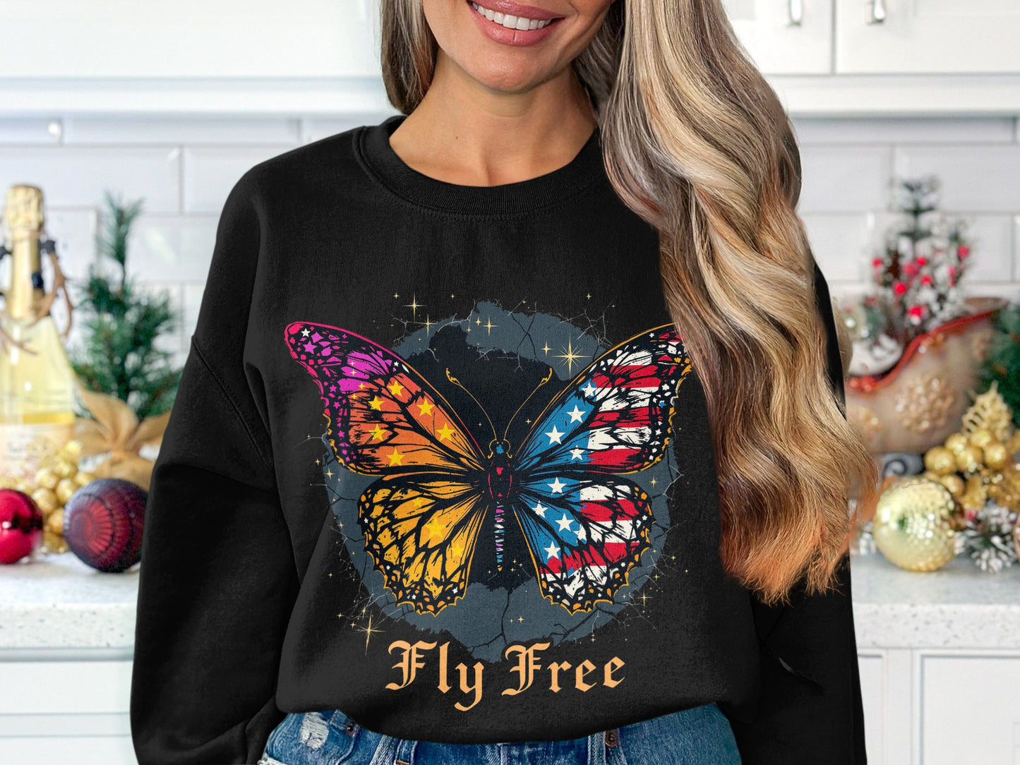 Vibrant Butterfly Fly Free Graphic Sweatshirt product type
