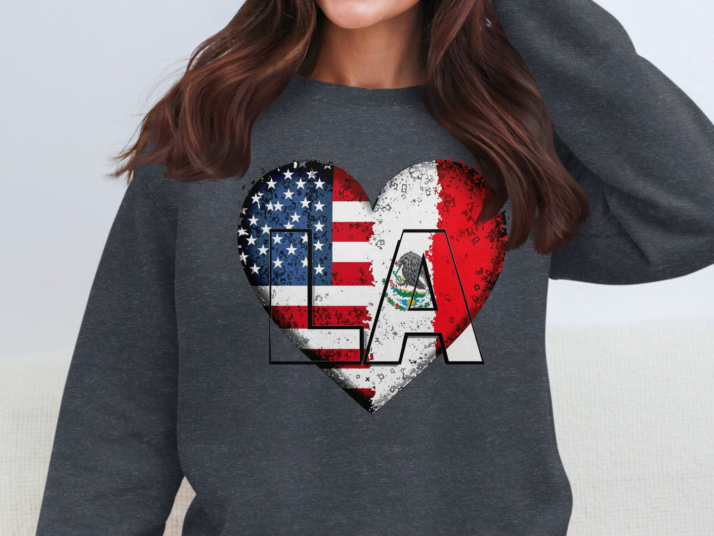 LA American Flag Heart Graphic Sweatshirt product type