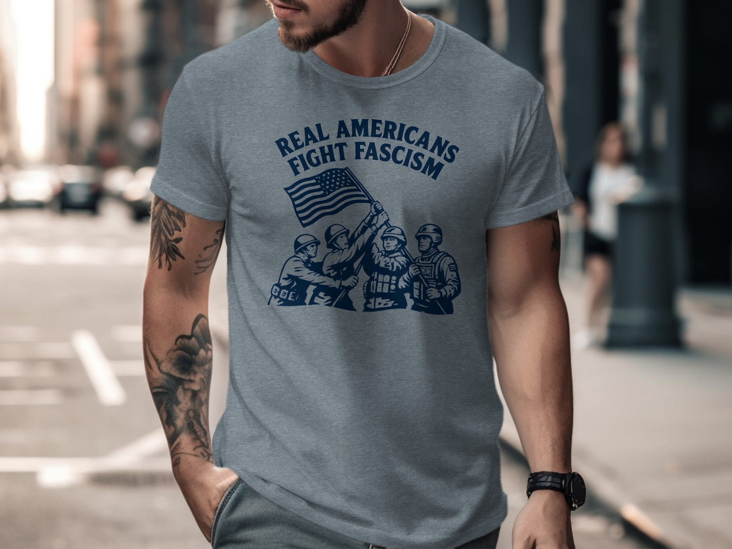 Real Americans Fight Fascism Graphic T-shirt