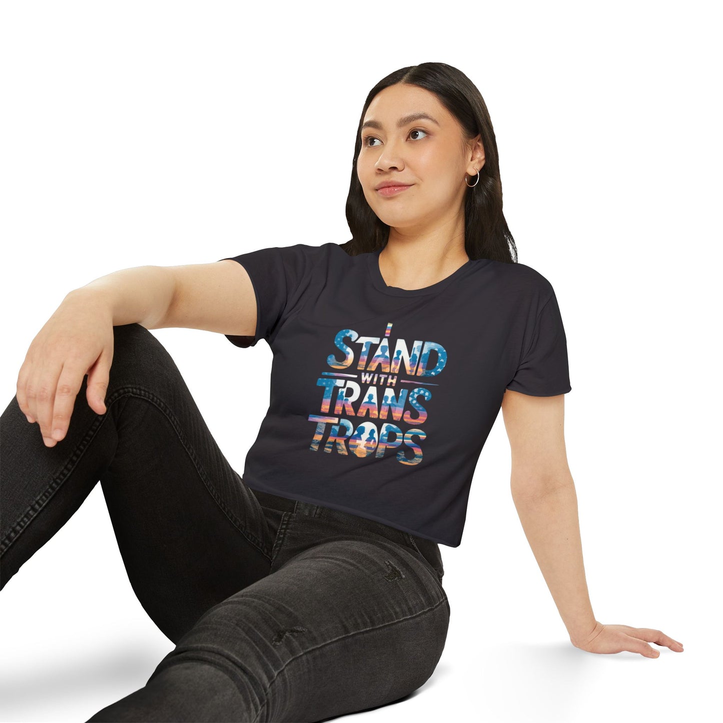 Pride corp top Festival Crop Top - Stand With Trans Troops
