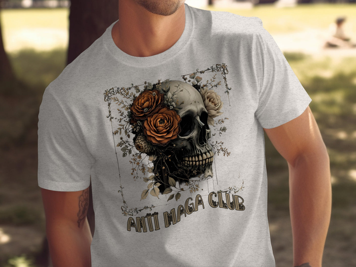 Anti Maga Club Floral Skull Graphic Tee product type