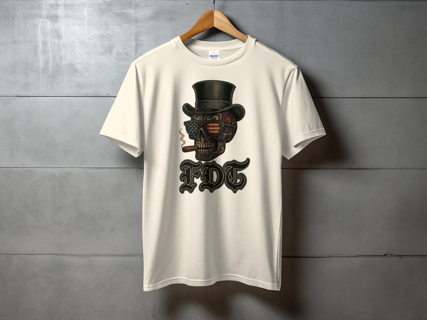 Skull With Top Hat and Cigarette Design T-shirt product