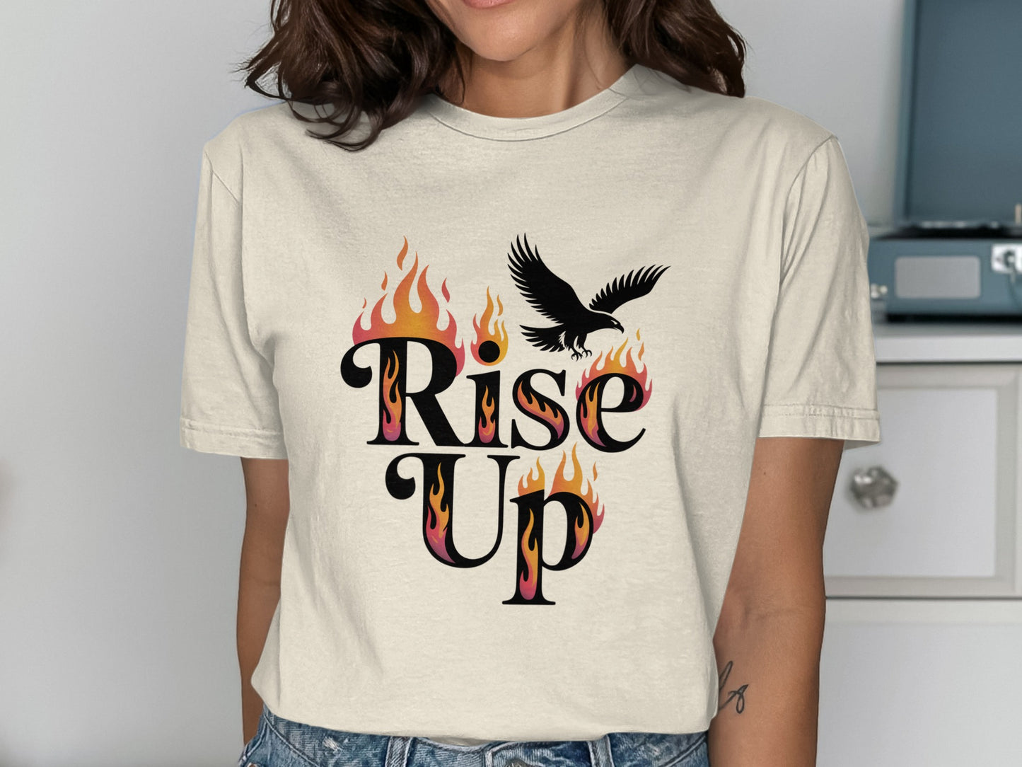 Rise Up Flaming Eagle Graphic T-Shirt product