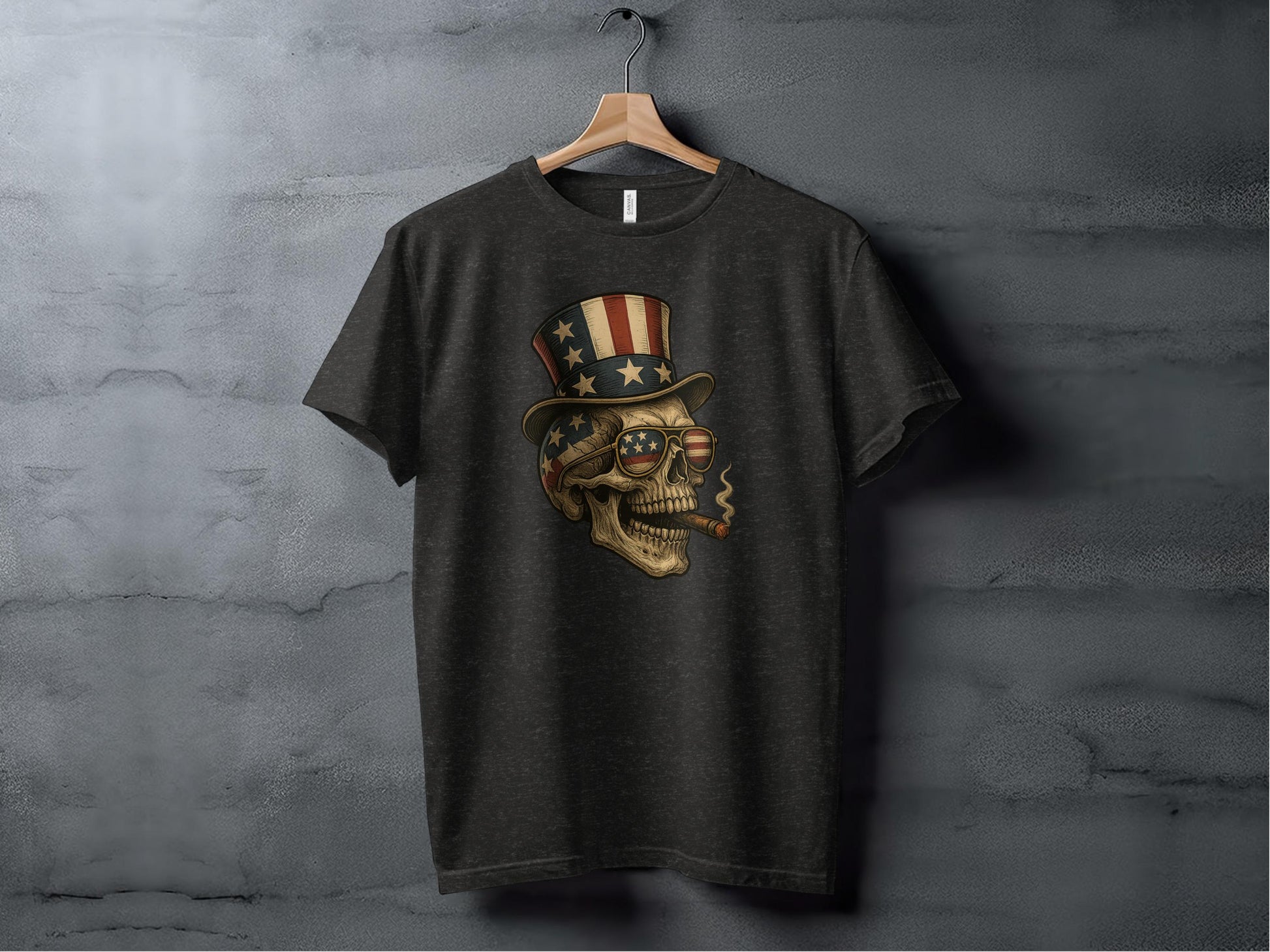 Patriotic Skull with Cigar Graphic T-Shirt product type
