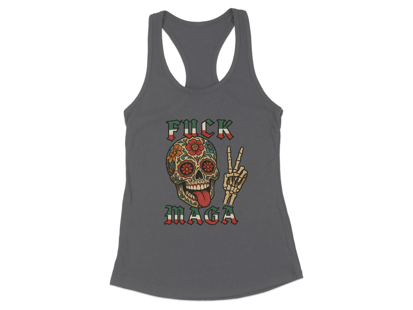 Fuck MAGA Skull Skeleton Hand Graphic Tank product