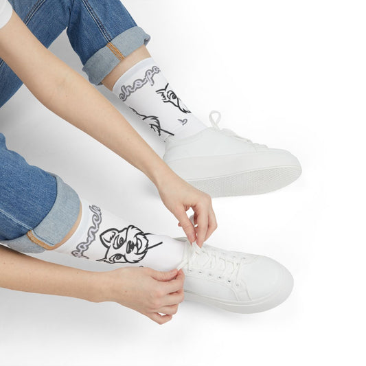 Cute Cartoon Animal Print White and Black Socks