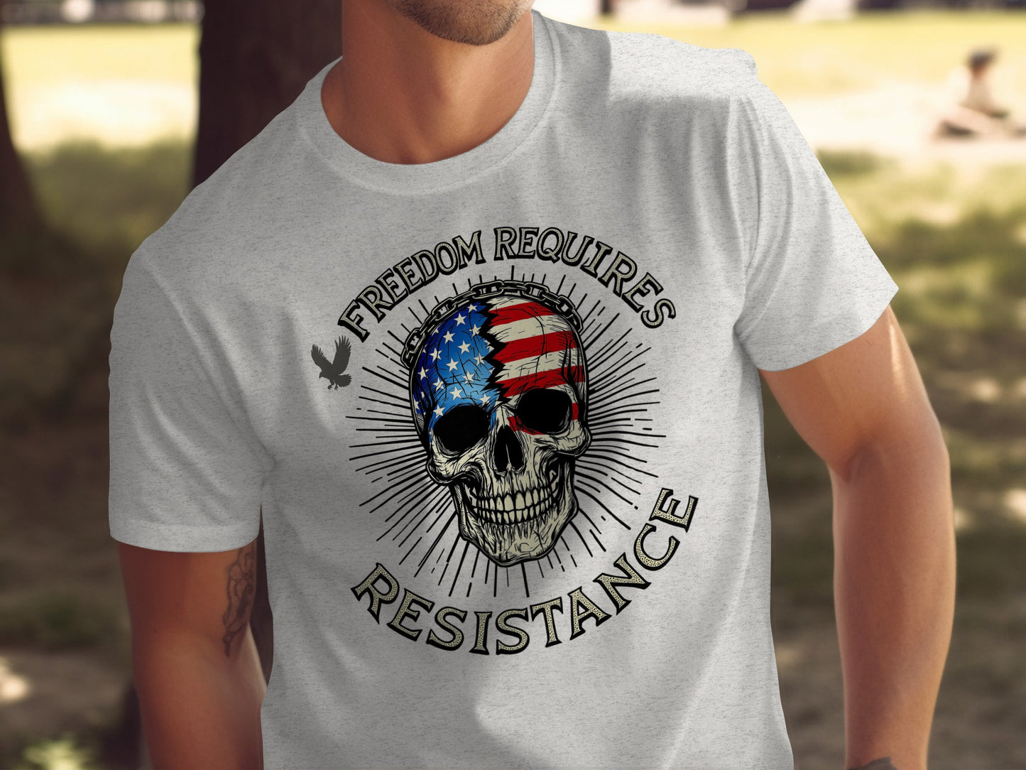 Freedom Requires Resistance Skull Graphic Tee